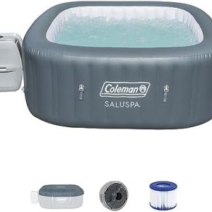 Coleman SaluSpa Gray 4-6 Person Inflatable Hot Tub with 114 AirJets