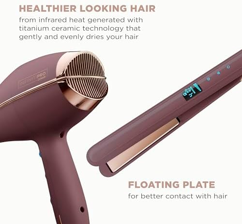 Conair Limited Edition Bundle: INFINITIPRO Hair Dryer & 1-inch Flat Iron - Plum - Image 5
