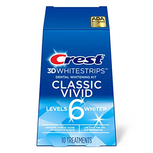 Crest 3D Whitestrips Classic Vivid Teeth Whitening Kit, 20 Strips (10 Packs)