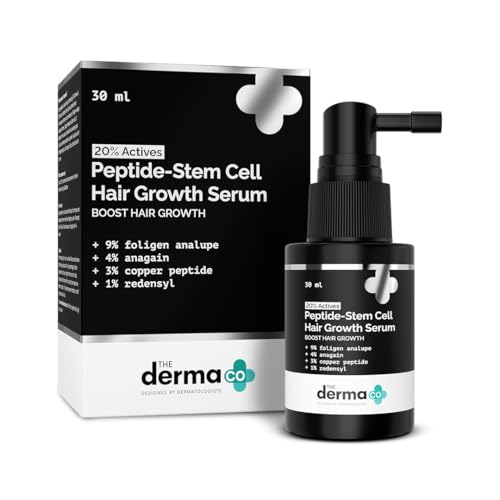 De.rma Co. 30ml Hair Growth Serum with 20% Actives including Foligen, Anagain, Copper Peptide, Redensyl