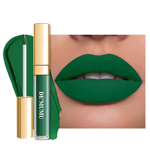 DE'MUMU DM02 Green Forest Matte Lipstick, Long-Lasting, Smudgeproof, Cruelty-Free