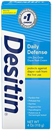 Desitin Daily Defense Diaper Rash Cream, Zinc Oxide, Hypoallergenic, 4 oz