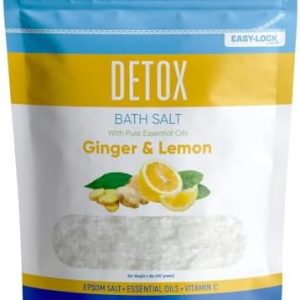 Detox Bath Salt 32 oz Epsom, Ginger & Lemon Oils, Vitamin C, BPA-Free Pouch