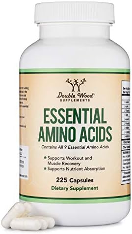 Double Wood Essential Amino Acids: 1g EAA & BCAA Blend, 225 Capsules, Gluten-Free