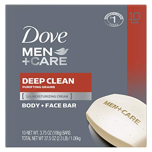 Dove Men+Care Deep Clean Bar Soap 3.75 oz 10 Count Moisturizing Bacteria-Fighting