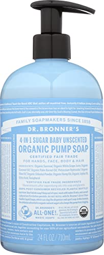 Dr Bronner?s Organic Unscented Liquid Soap, Vegan, 24 oz