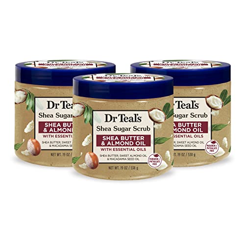 Dr Teal's Shea Sugar Body Scrub, 19 oz, Pack of 3, Almond Oil