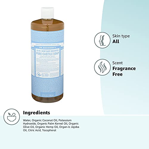 Dr. Bronner?s Unscented Organic Soap, 32 oz, 18 Uses - Image 4