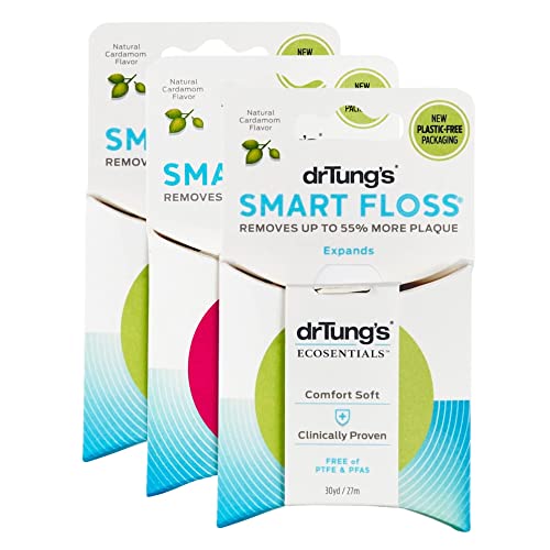 DrTung's Natural Cardamom Floss - PTFE & PFAS Free, Gentle on Gums (3-Pack)