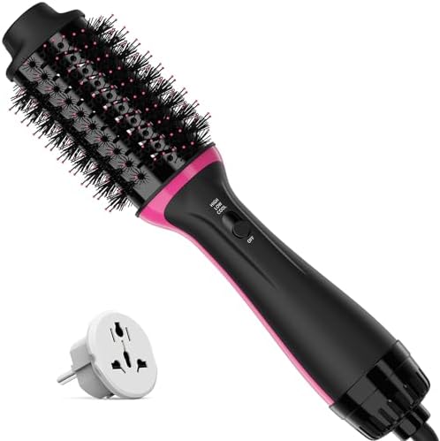 Dual Voltage 120V-240V One Step Styler Hair Dryer Brush with Anti-Frizz Technology
