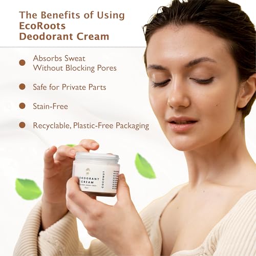 ECO ROOTS Vegan Organic Coconut Scent Deodorant Cream Natural Formula 2 oz Size - Image 3