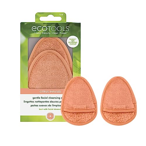 EcoTools Citrus Makeup Remover Cloths, Reusable & Vegan, 2 Count
