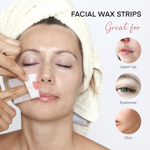 Facial Wax Strips Kit for Women - 40 Natural Vegan Strips & 6 Wipes - Image 2