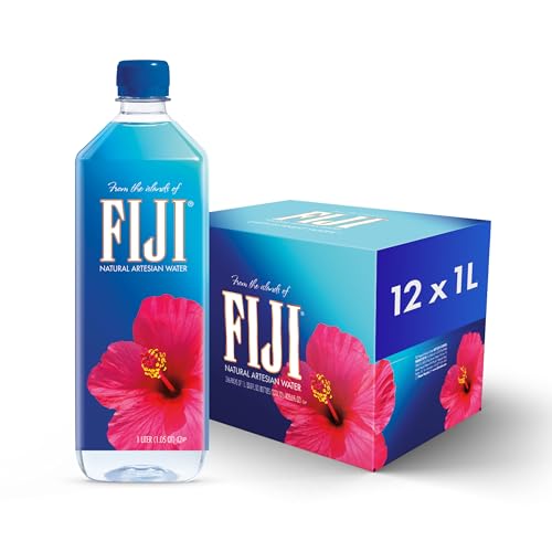 FIJI Artesian Water 1L (33.8 Fl Oz) - Pack of 12, Natural Electrolytes