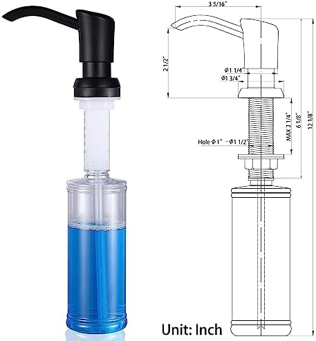 GAGALIFE Built-in Sink Soap/Lotion Dispenser, Matte Black, 13oz Bottle - Image 2
