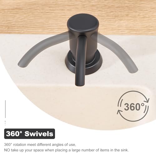 GAGALIFE Built-in Sink Soap/Lotion Dispenser, Matte Black, 13oz Bottle - Image 8