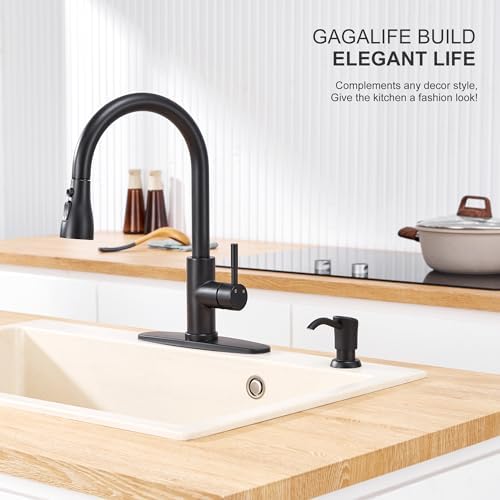 GAGALIFE Built-in Sink Soap/Lotion Dispenser, Matte Black, 13oz Bottle - Image 3