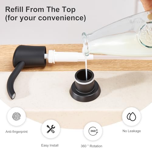 GAGALIFE Built-in Sink Soap/Lotion Dispenser, Matte Black, 13oz Bottle - Image 5