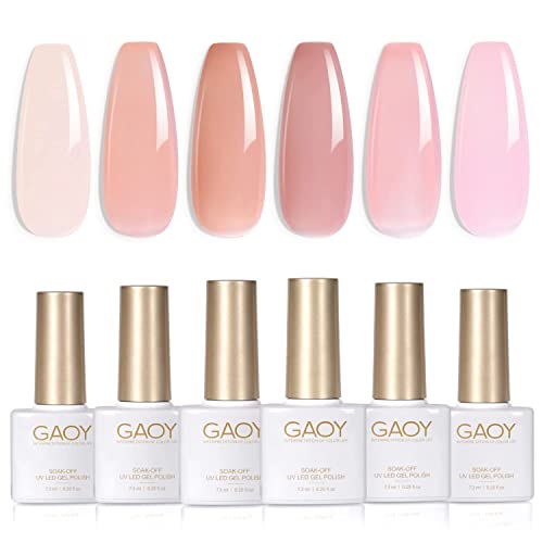 GAOY Set of 6 Jelly Nude Pink Sheer Gel Nail Polishes