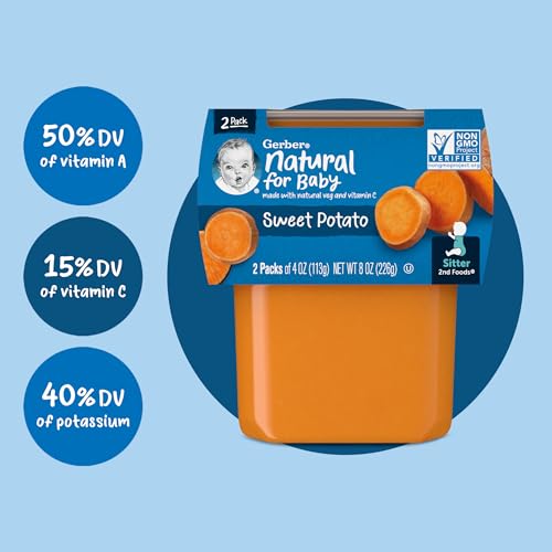 Gerber Sweet Potato Puree Non-GMO 4oz Tubs 2 Count Pack of 8 - Image 7