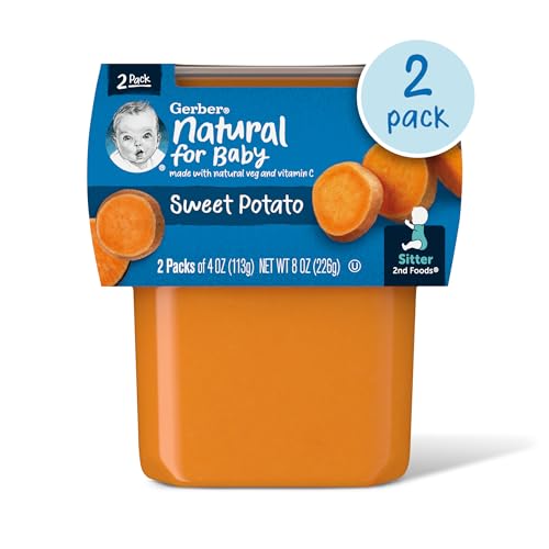 Gerber Sweet Potato Puree Non-GMO 4oz Tubs 2 Count Pack of 8 - Image 2