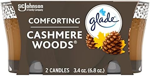 Glade Cashmere Woods Candle Jar Air Freshener 3.4 Oz Two Pack