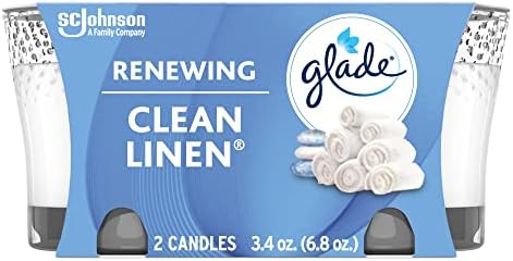 Glade Clean Linen Scented Jar Candle Air Freshener 6.8 Oz Twin Pack