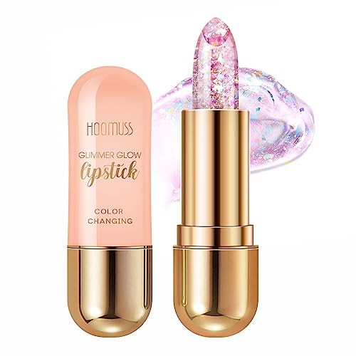 Glimmer Balm Color Changing Tinted Lip Balm, Moisturizing Pink Glitter Lip Gloss