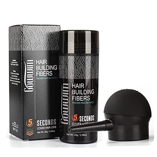 Gowwim Black 2-in-1 Hair Thickening Fibers Kit with Spray Nozzle 13g