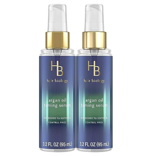 Hair Biology Argan Oil Taming Serum Twin Pack, 3.2 Fl Oz Each, Frizz Control