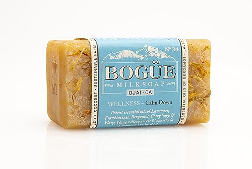Handmade BOGUE No.34 Calm Down Goat Milk Soap with Lavender Chamomile 4 oz