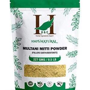H&C 100% Pure Fuller's Earth Clay (Multani Mitti) 1/2 lb - Exfoliates & Cleanses Skin
