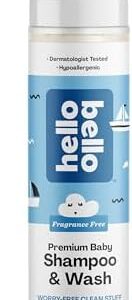 Hello Bello 10 oz Shampoo & Body Wash - Gentle, Vegan, Hypoallergenic, Fragrance-Free