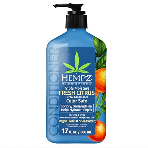 Hempz Biotin Conditioner - Triple Moisture Citrus for Dry, Color-Treated Hair - 17 Fl OZ
