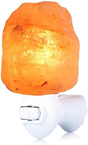 Himalayan Salt Lamp Night Light with 360° Rotatable Plug & 2 Bulbs, Pink Crystal