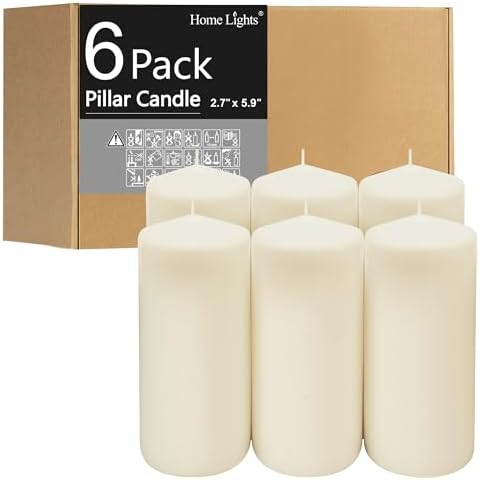 HomeLights 2.7x6" White Pillar Candles - 6 Count, 50 Hours Burn Time - Image 8