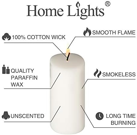 HomeLights 2.7x6" White Pillar Candles - 6 Count, 50 Hours Burn Time - Image 3