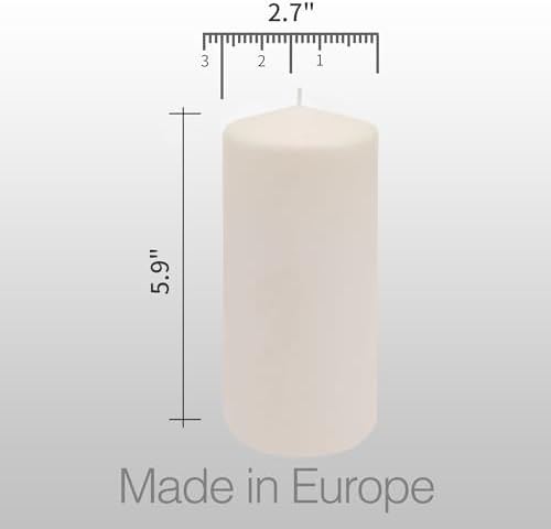 HomeLights 2.7x6" White Pillar Candles - 6 Count, 50 Hours Burn Time - Image 2