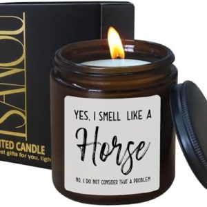8 oz Cedar Scented Horse Candle Gift for Equestrians and Horse Lovers