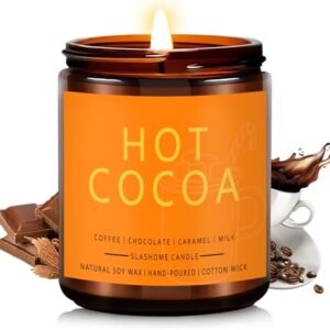 Hot Cocoa Fall Candle - Coffee, Chocolate, Caramel - 7oz Amber Jar, 50hr Burn