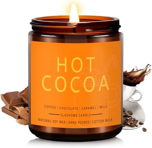 Hot Cocoa Fall Candle - Coffee, Chocolate, Caramel - 7oz Amber Jar, 50hr Burn