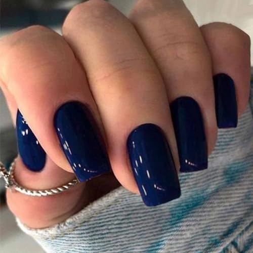 IMSOHOT Royal Blue Short Square Press-On Nails ? 24 Pcs