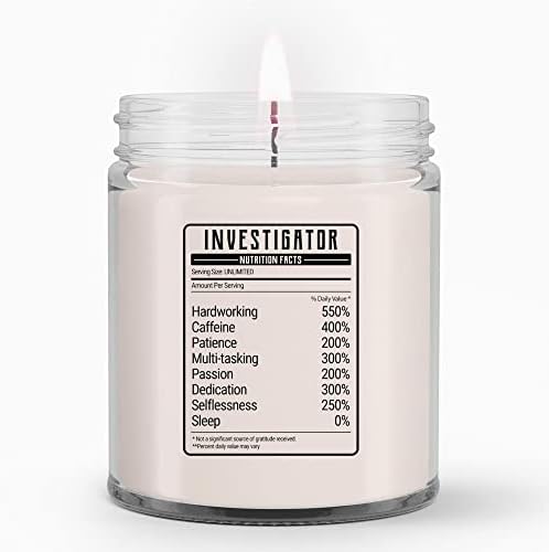 Investigator Candle 9oz - Gift for Investigators with Nutrition Facts