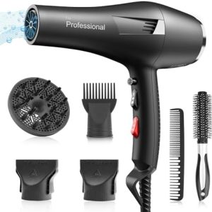 Ionic 2200W Professional Hair Dryer with Diffuser, Nozzle, and Comb Attachments
