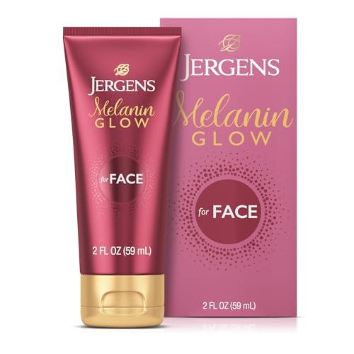 Jergens Melanin Glow Facial Moisturizer 2oz with Hyaluronic Acid, Non-Comedogenic Formula