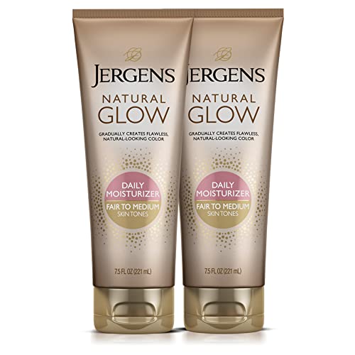 Jergens Natural Glow Self Tanner Lotion, Fair to Medium, 7.5 Oz (2-Pack)