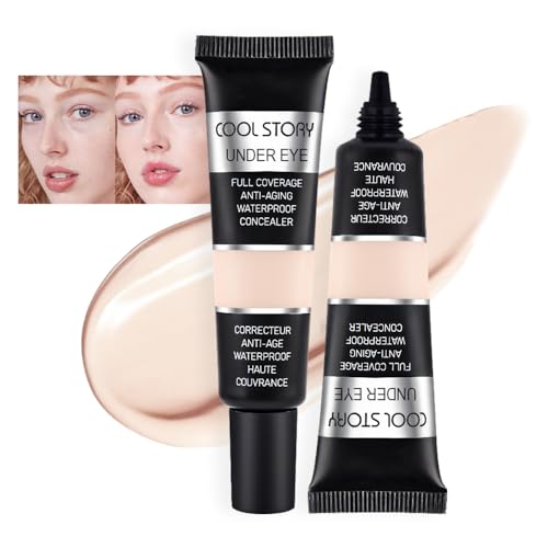 Kaely 2Pcs Waterproof Under Eye Concealer for Dark Circles and Puffiness