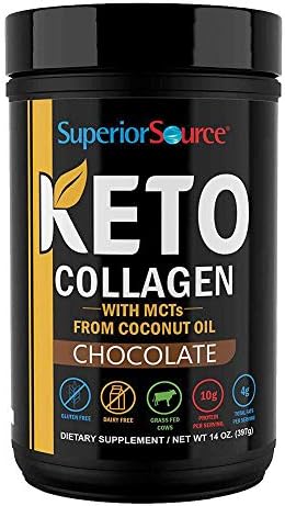 Keto Chocolate Grass Fed Collagen Protein Powder with MCT Oil, 14 oz, Gluten Free
