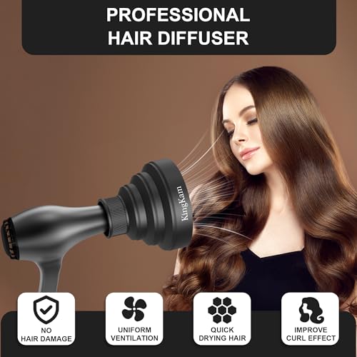 KingKam Universal Collapsible Hair Dryer Diffuser for 1.575-1.968 Inch Nozzles - Black - Image 2
