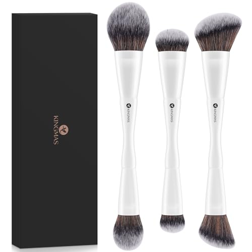 KINGMAS 3 Piece Double-Ended Foundation Brush Set Professional Cosmetic Tool